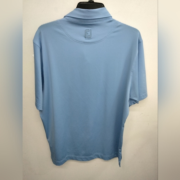 FootJoy (Size M) Men's Sky Blue SS Stretch Blend Button Front Collar Polo Shirt - Picture 9 of 9